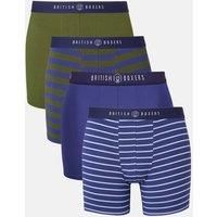 British Boxers Men's Pack of Four "Leaves" Bamboo Stretch Trunks in Dark Green | Size: XS