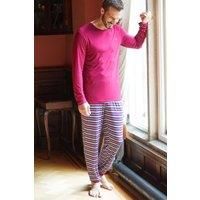 British Boxers Men's "Forest Berry" Stripe Bamboo Pyjama Set in Red | Size: 3XL