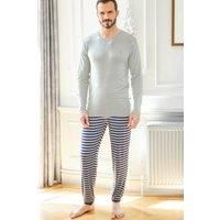 British Boxers Men's "Grey Melange" Stripe Bamboo Pyjama Set in Light Grey | Size: Small