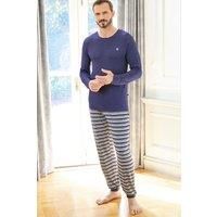 British Boxers Men's "Navy Melange" Stripe Bamboo Pyjama Set in Navy | Size: Large
