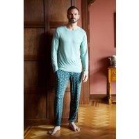 British Boxers Men's "Jolly Holly" Print Bamboo Pyjama Set in Green | Size: Medium