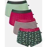 British Boxers Women's Pack of Four "Forest Berry" Bamboo Hipster Boxer Briefs | Size: XS