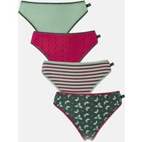 British Boxers Women's Pack of Four "Forest Berry" Bamboo High Leg Knickers in Green | Size: 4XL