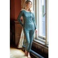 British Boxers Women's "Jolly Holly" Bamboo Pyjama Set in Green | Size: 3XL