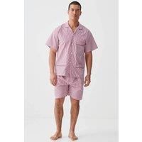 "St James Red Pinstripe" Crisp Cotton Short Pyjama Set