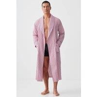 "St James Red Pinstripe" Crisp Cotton Dressing Gown