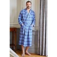 British Boxers Men's "Celt Navy" Tartan Brushed Cotton Dressing Gown in Navy | Size: XL