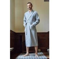 British Boxers Men's "Chalk" Stripe Brushed Cotton Dressing Gown in Mid Grey | Size: 2XL