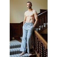 British Boxers Men's "Chalk" Stripe Brushed Cotton Pyjama Trousers in Mid Grey | Size: Medium
