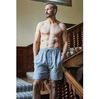 British Boxers Men's "Chalk" Stripe Brushed Cotton Sleep Shorts in Mid Grey | Size: Large