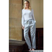 British Boxers Women's "Chalk" Stripe Brushed Cotton Pyjama Trousers in Grey | Size: Large