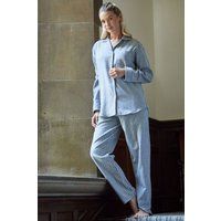 British Boxers Women's "Chalk" Stripe Brushed Cotton Pyjama Set in Grey | Size: XS