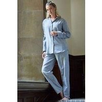British Boxers Women's "Chalk" Stripe Brushed Cotton Pyjama Set in Grey | Size: XL