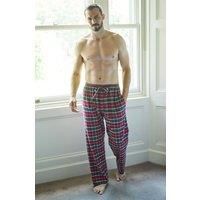 British Boxers Men's "Gaia" Tartan Brushed Cotton Pyjama Trousers in Burgundy | Size: Medium