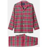 British Boxers Men's "Gaia" Tartan Brushed Cotton Pyjama Set in Burgundy | Size: Large