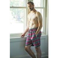 British Boxers Men's "Gaia" Tartan Brushed Cotton Sleep Shorts in Burgundy | Size: XL