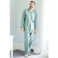 British Boxers Men's "Moss" Herringbone Brushed Cotton Pyjama Set in Dark Green | Size: Large