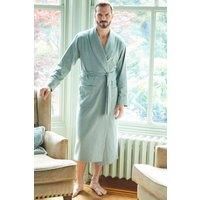 British Boxers Men's "Moss" Herringbone Brushed Cotton Dressing Gown in Dark Green | Size: 2XL