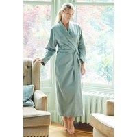 British Boxers Women's "Moss" Herringbone Brushed Cotton Dressing Gown in Dark Green | Size: 2XL