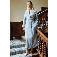 British Boxers Women's "Chalk" Stripe Brushed Cotton Dressing Gown in Grey | Size: Medium