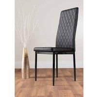 Set of 6 Milan Black Leg Hatched Faux Leather Dining Chairs By Furniturebox UK