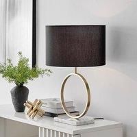 SAFFRON Gold & Black Shade Marble Metal Table Lamp Light (Including Bulb)