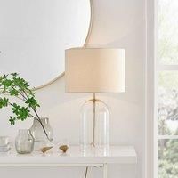 Furniture Box Nora Furniture Box Clear Glass Gold and Cream Shade Table Lamp Light