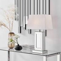 Furniture Box Talia Mirror and White Shade Table Lamp Light, White