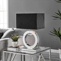 CHLOE Mirror & Black Shade Halo Table Lamp Light (Including Bulb)
