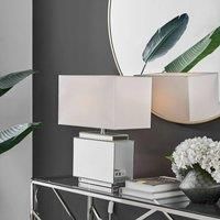 SAANVI Mirror & White Shade Table Lamp Light (Including Bulb)