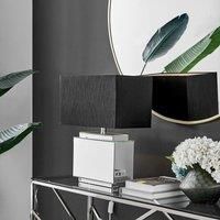 SAANVI Mirror & Black Shade Table Lamp Light (Including Bulb)