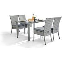 Furniture Box Bali Grey Rattan 4 Seat Garden Dining Set