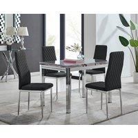 ENNA White Glass Chrome Extending Dining Table & 4/6 Faux Leather Dining Chairs