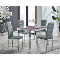 ENNA White Glass Chrome Extending Dining Table & 4/6 Faux Leather Dining Chairs