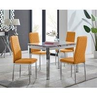 ENNA White Glass Chrome Extending Dining Table & 4/6 Faux Leather Dining Chairs