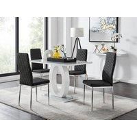 FurnitureboxUK Giovani Grey White Modern High Gloss & Glass Dining Table & 4 Milan Chairs Set in Black