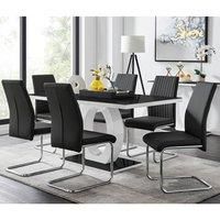 Giovani High Gloss And Glass Dining Table And 6 Lorenzo Chairs Set