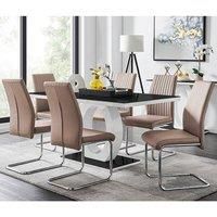 Giovani High Gloss And Glass Dining Table And 6 Lorenzo Chairs Set
