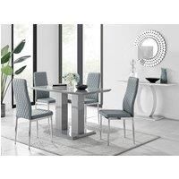 IMPERIA Grey High Gloss Dining Table And 4 Faux Leather and Chrome Dining Chairs