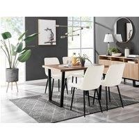 KYLO Brown Wood Effect and Black Leg Dining Table & 4 Pesaro Chairs