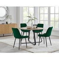 SANTORINI Round Brown Wood Effect Dining Table & 4 Pesaro Dining Chairs