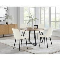 SANTORINI Round Brown Wood Effect Dining Table & 4 Pesaro Dining Chairs