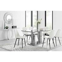 IMPERIA Grey High Gloss Dining Table And 6 Faux Leather and Chrome Dining Chairs