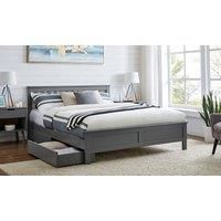 AZURE White Grey Wooden SINGLE/DOUBLE/KING Bed Frame Storage Drawers & Mattress