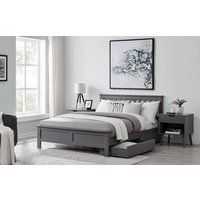 FurnitureboxUK Azure Modern White Solid Pine King Bed + Windsor Mattress + 2 Drawers in Grey