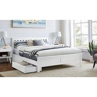 AZURE White Grey Wooden SINGLE/DOUBLE/KING Bed Frame Storage Drawers & Mattress