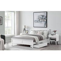 FurnitureboxUK Azure Modern Grey Solid Pine King Bed + Windsor Mattress + 4 Drawers in White