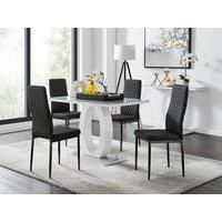 FurnitureboxUK Giovani 4 Grey Dining Table & 4 Milan Black Leg Chairs