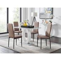 FurnitureboxUK Giovani 4 Grey Dining Table & 4 Milan Black Leg Chairs in Beige