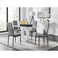 FurnitureboxUK Giovani 4 Grey Dining Table & 4 Milan Black Leg Chairs